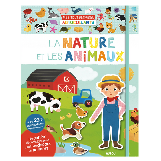 Cahier histoire à animer + autocollants repositionnables - Nature et les animaux - 20 x 26 cm - AUZOU