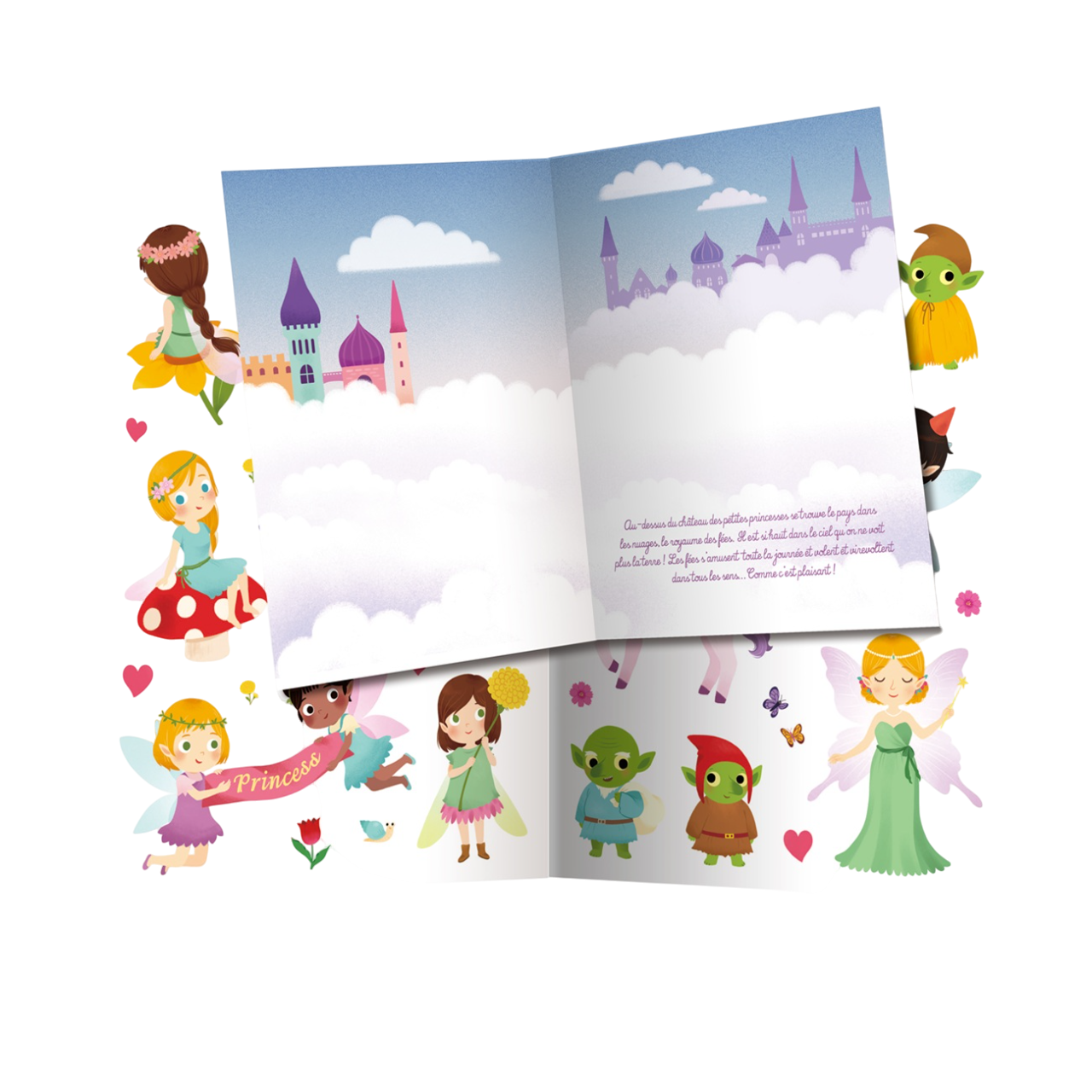 Cahier histoire à animer + autocollants repositionnables - Princesses et fées - 20 x 26 cm - AUZOU