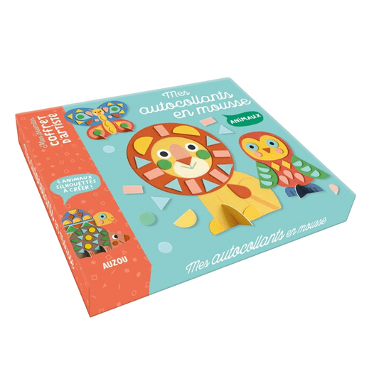Kit de 5 silhouettes animaux + 200 autocollants en mousse - dès 3 ans - AUZOU