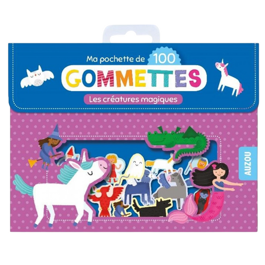 Pochette de gommettes repositionnables- Créatures magiques - 100 pièces - de  4 cm