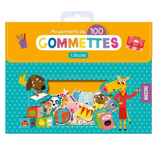 Pochette de gommettes repositionnables- L'école - 100 pièces - de  4 cm