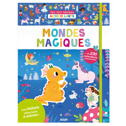 Cahier histoire à animer + autocollants repositionnables - Mondes magiques - 20 x 26 cm - AUZOU