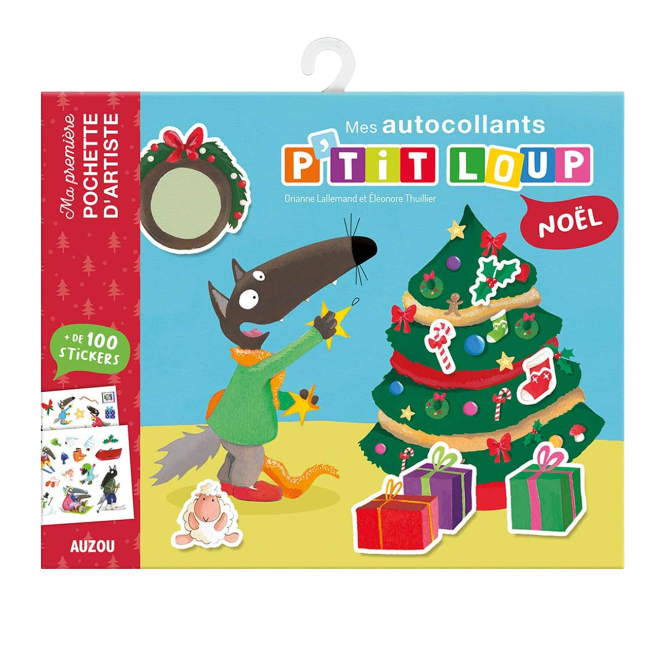 Gommettes repositionnables p'tit loup noël environ 100 pièces - 6 décors  de 19 x 23,5 cm - AUZOU