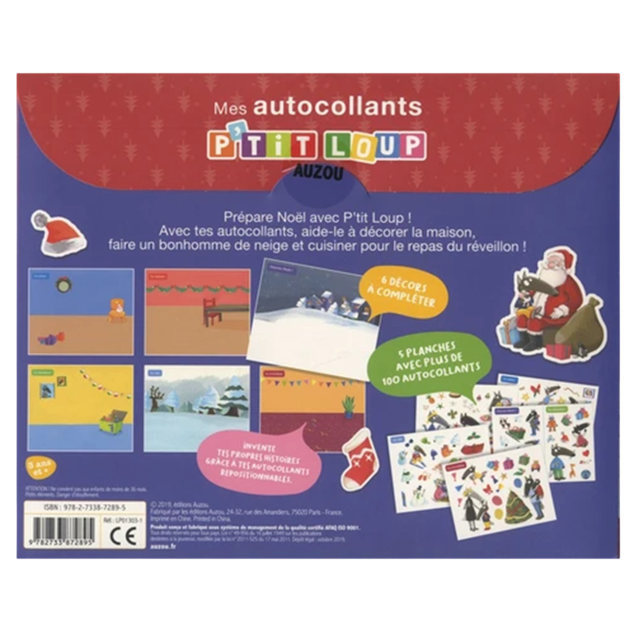 Décors de Noël P’tit Loup avec gommettes repositionnables. Canocea France