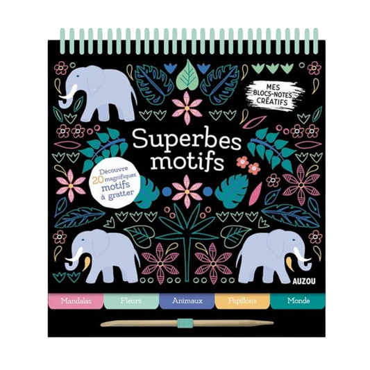 Bloc notes Superbes motifs - 20 magnifiques motifs à gratter - 17,5x20,5 cm -AUZOU