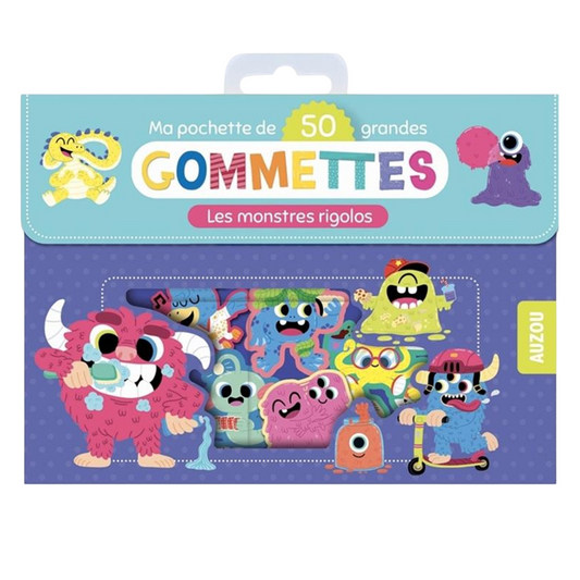Pochette de gommettes repositionnables- Monstres rigolos - 100 pièces - de  4 cm